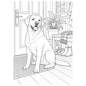 Ein Labrador wartet an der Haustür